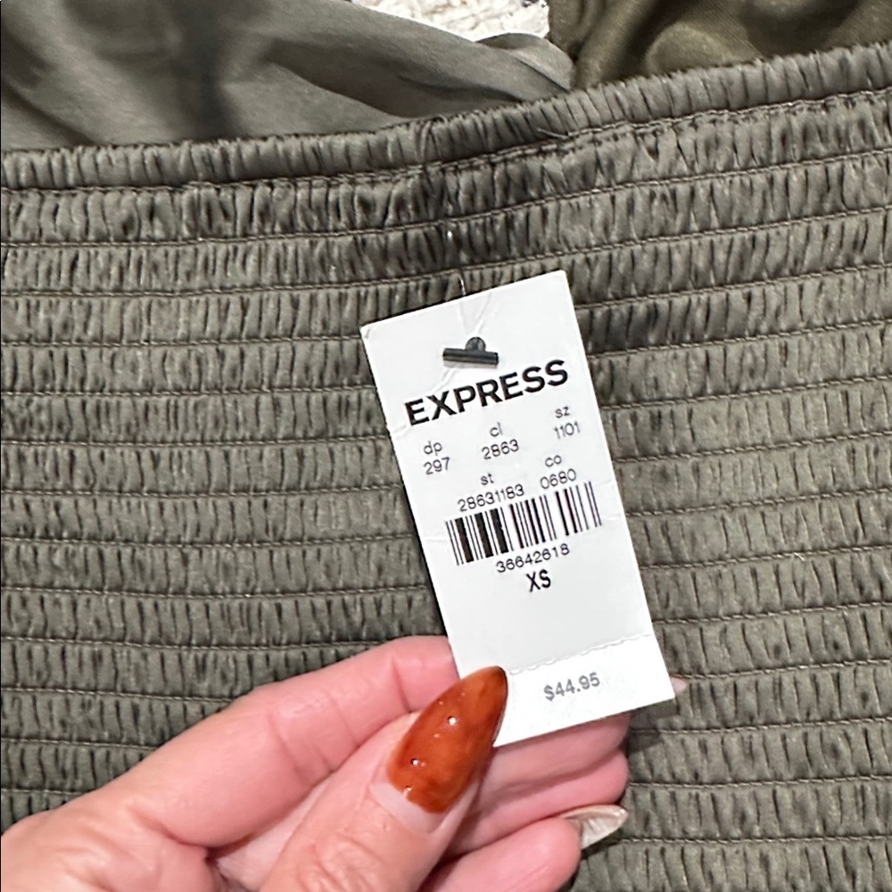 NWT Express olive green Satin Tube Top - Picture 5 of 5